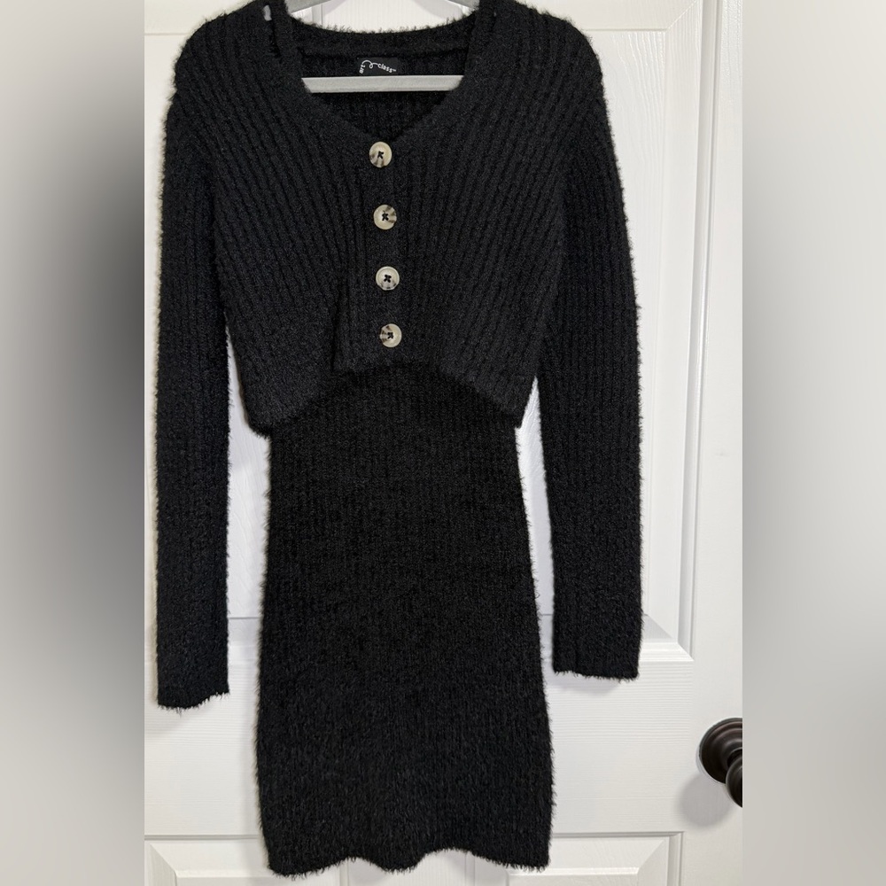 Art Class Girls Sweater‎ Dress w/ Matching Crop Cardigan, Size M (7/8)